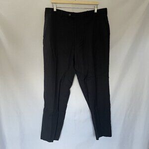 Bloomingdale's Mens Black Wool Trousers Button Closure And Back Pockets